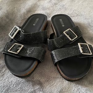 Black gemstone sandals